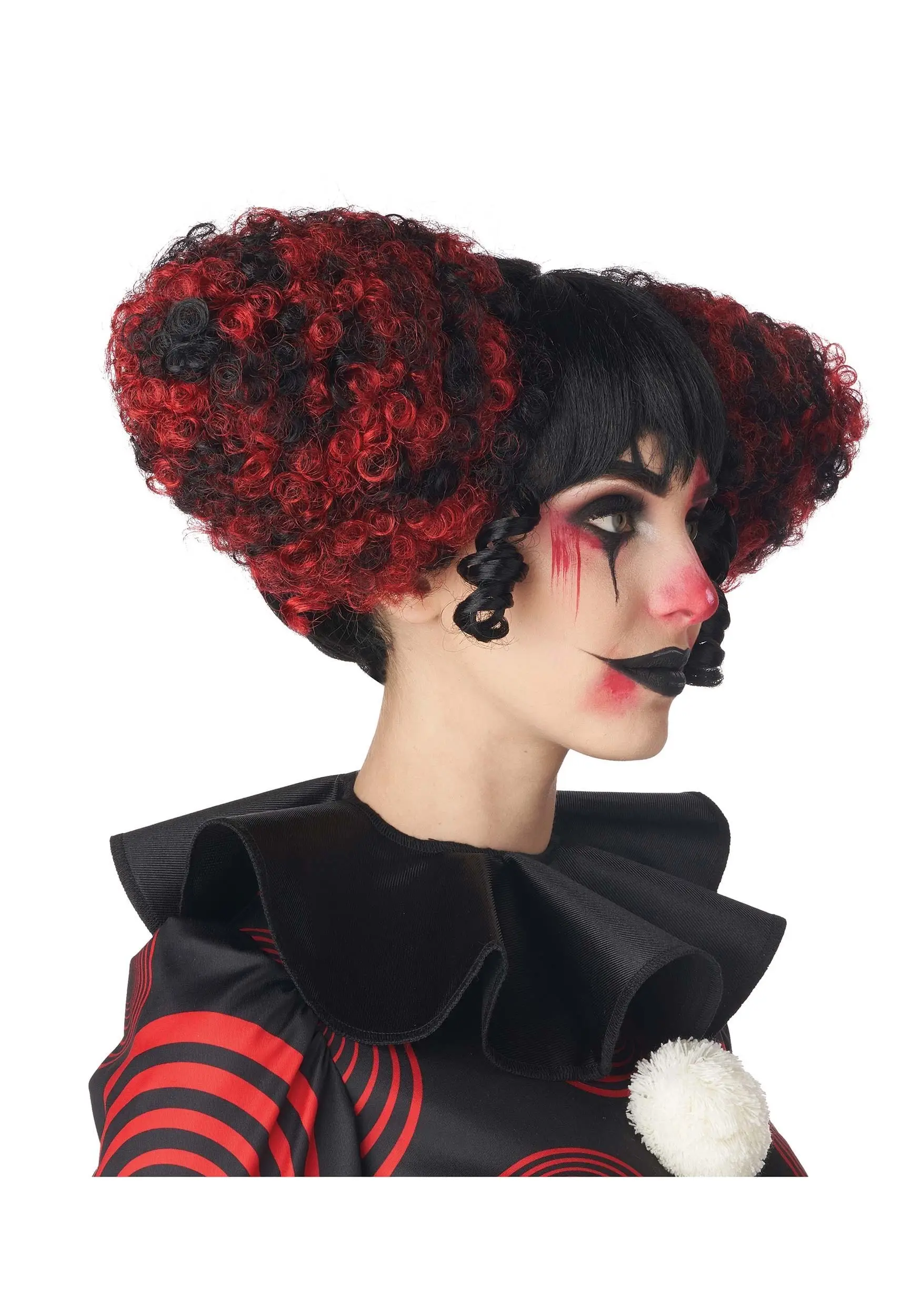 Funhouse Clown Black And Red Wig For Adults 5 Funhouse Clown Black And Red Wig For Adults - Image 3