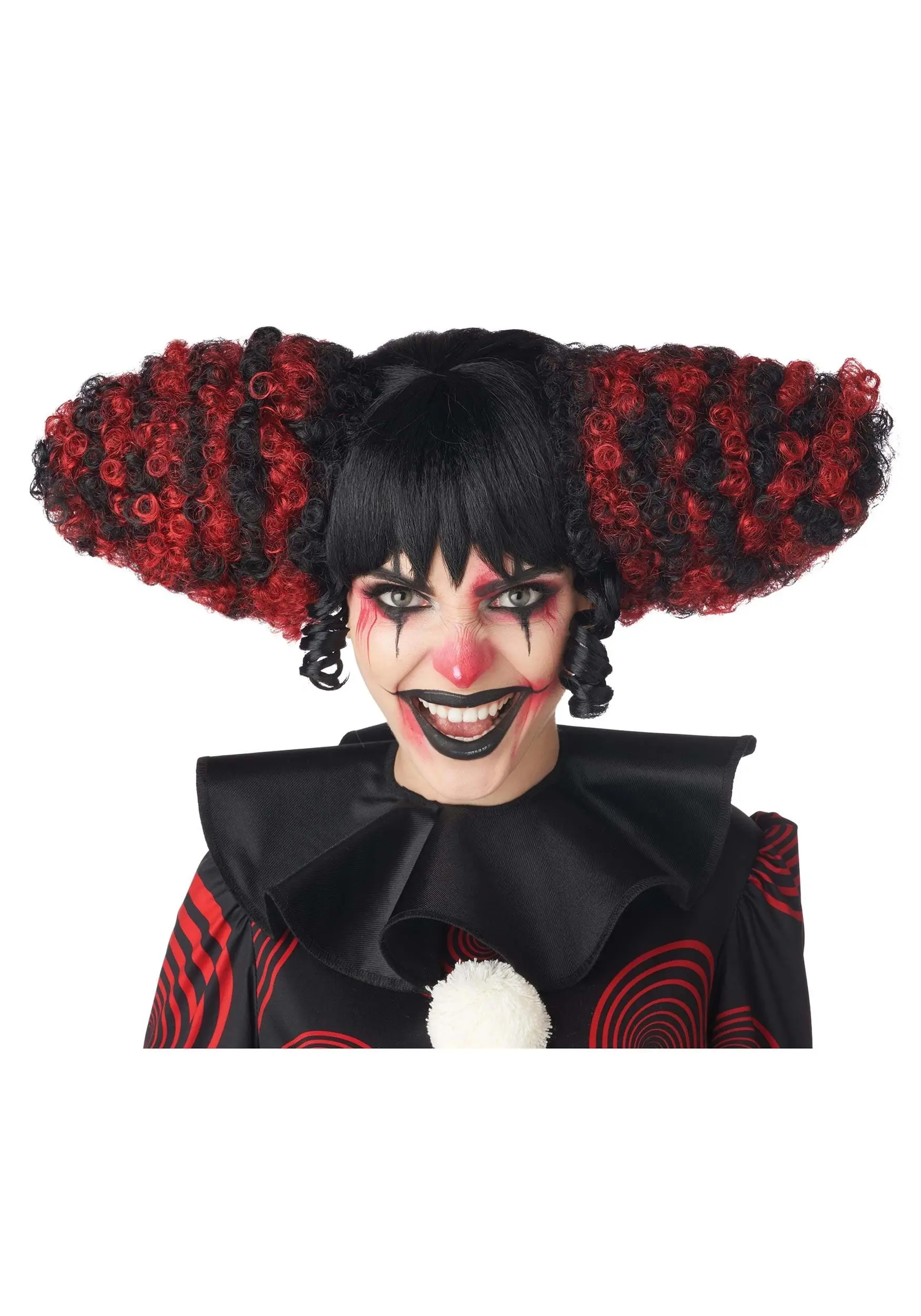 Funhouse Clown Black And Red Wig For Adults 3 Funhouse Clown Black And Red Wig For Adults