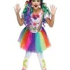 Girls Crazy Color Clown Costume