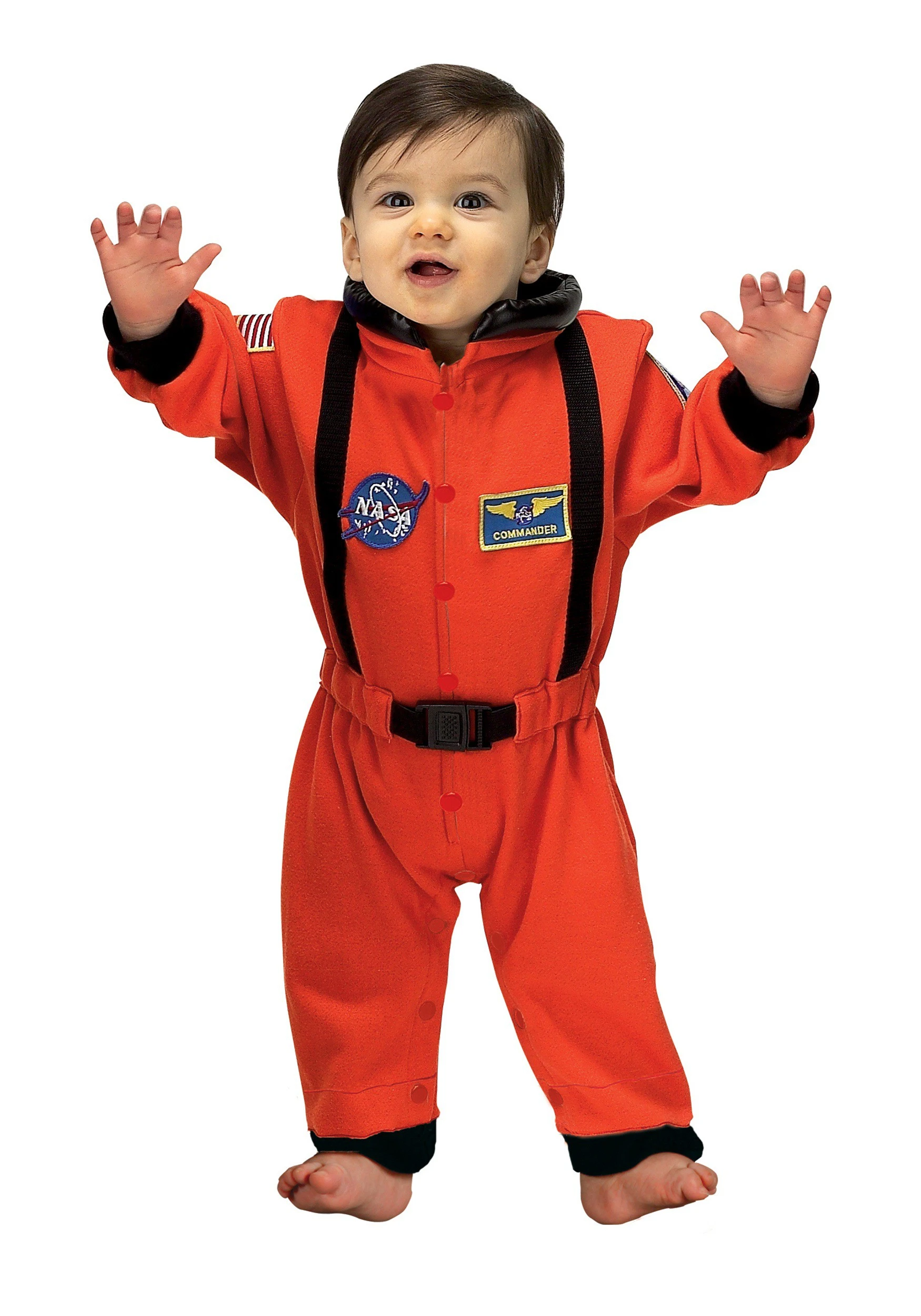 Infant Orange Nasa Astronaut Romper Costume 3 Infant Orange Nasa Astronaut Romper Costume
