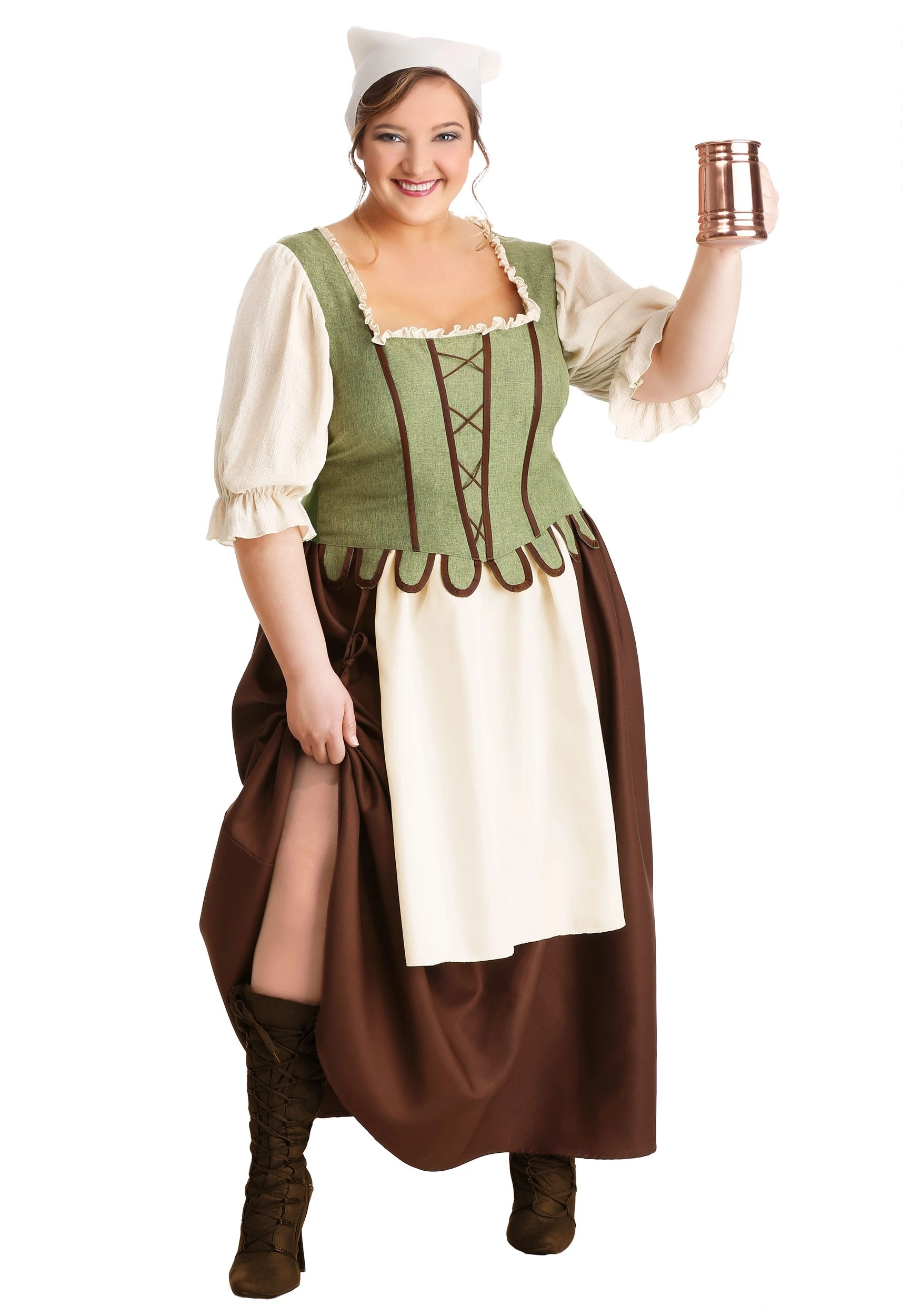 Women's Plus Size Medieval Pub Wench Costume Dress 3 Women's Plus Size Medieval Pub Wench Costume Dress